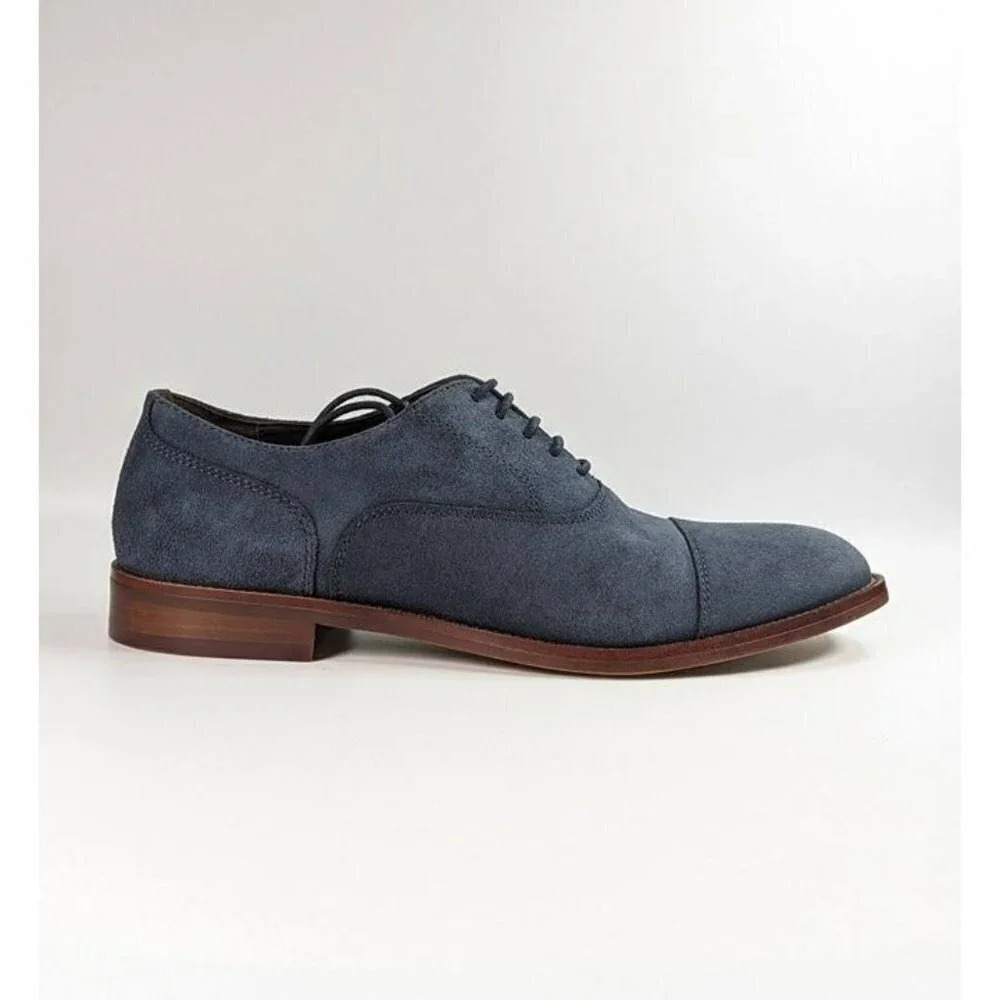 The Men's Store Men's Lace Up Cap Toe Dress Shoes Navy Suede Size 9 MSRP $195